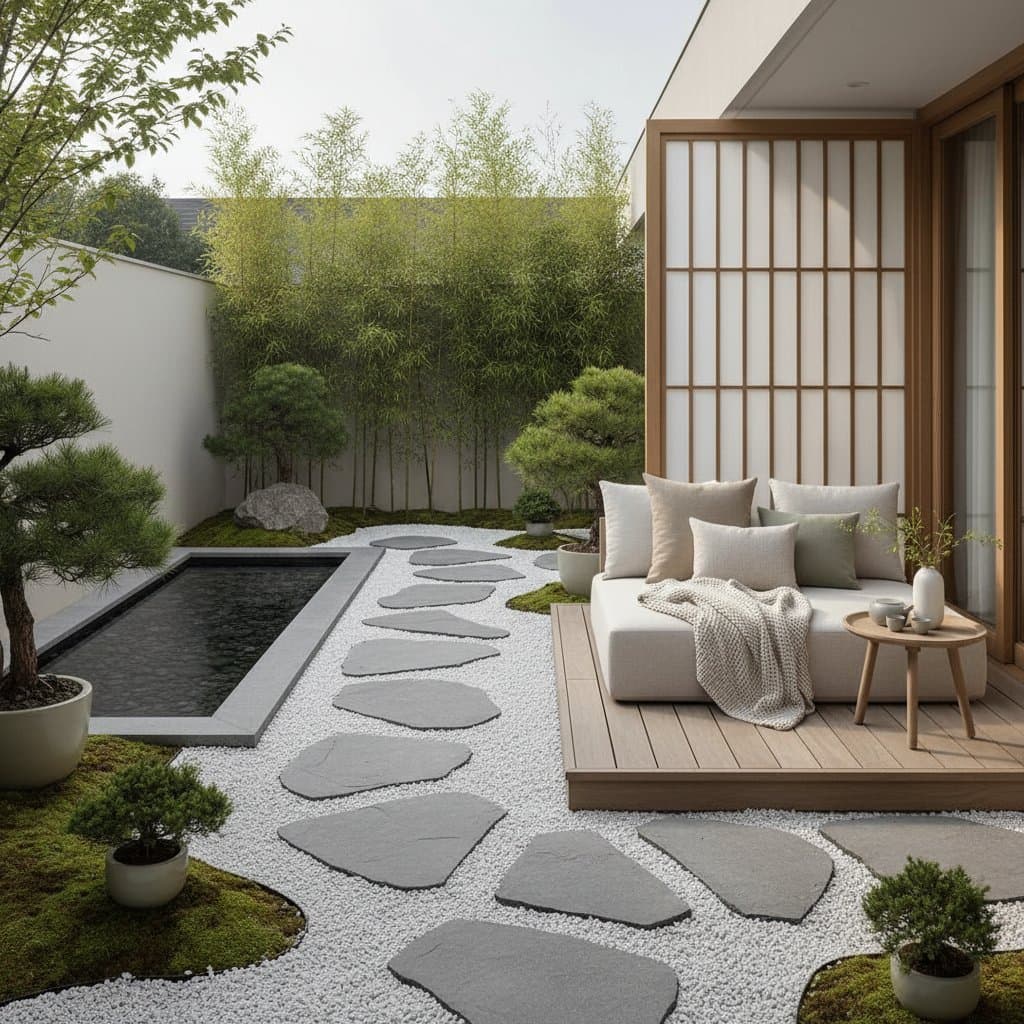 Image for Japandi Backyards Blend Minimalism With Comfort