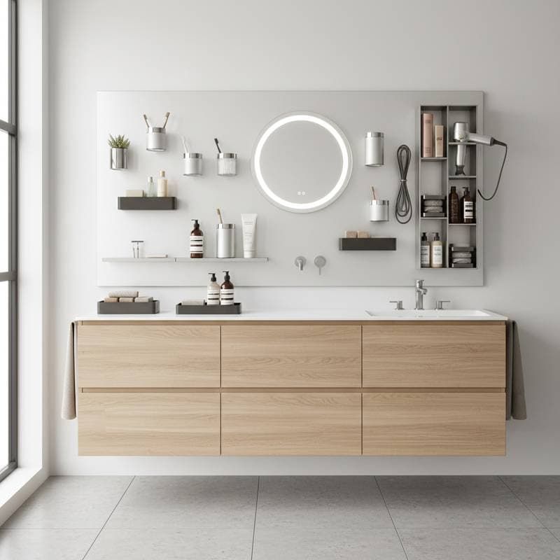 Image for Magnetic Bathroom Storage Solves Small Space Chaos