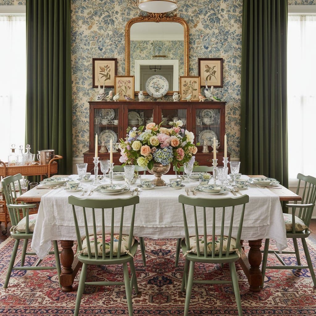 Image for Grandmillennial Dining Rooms Blend Vintage Charm with Modern Ease