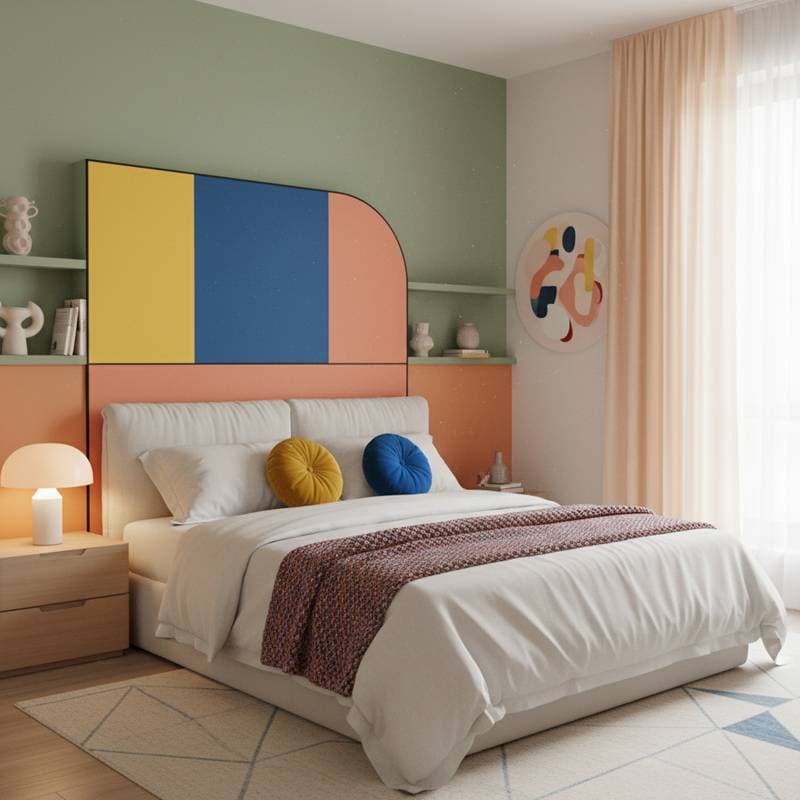 Image for Color-Blocking Bedrooms: The Dopamine Decor Trend