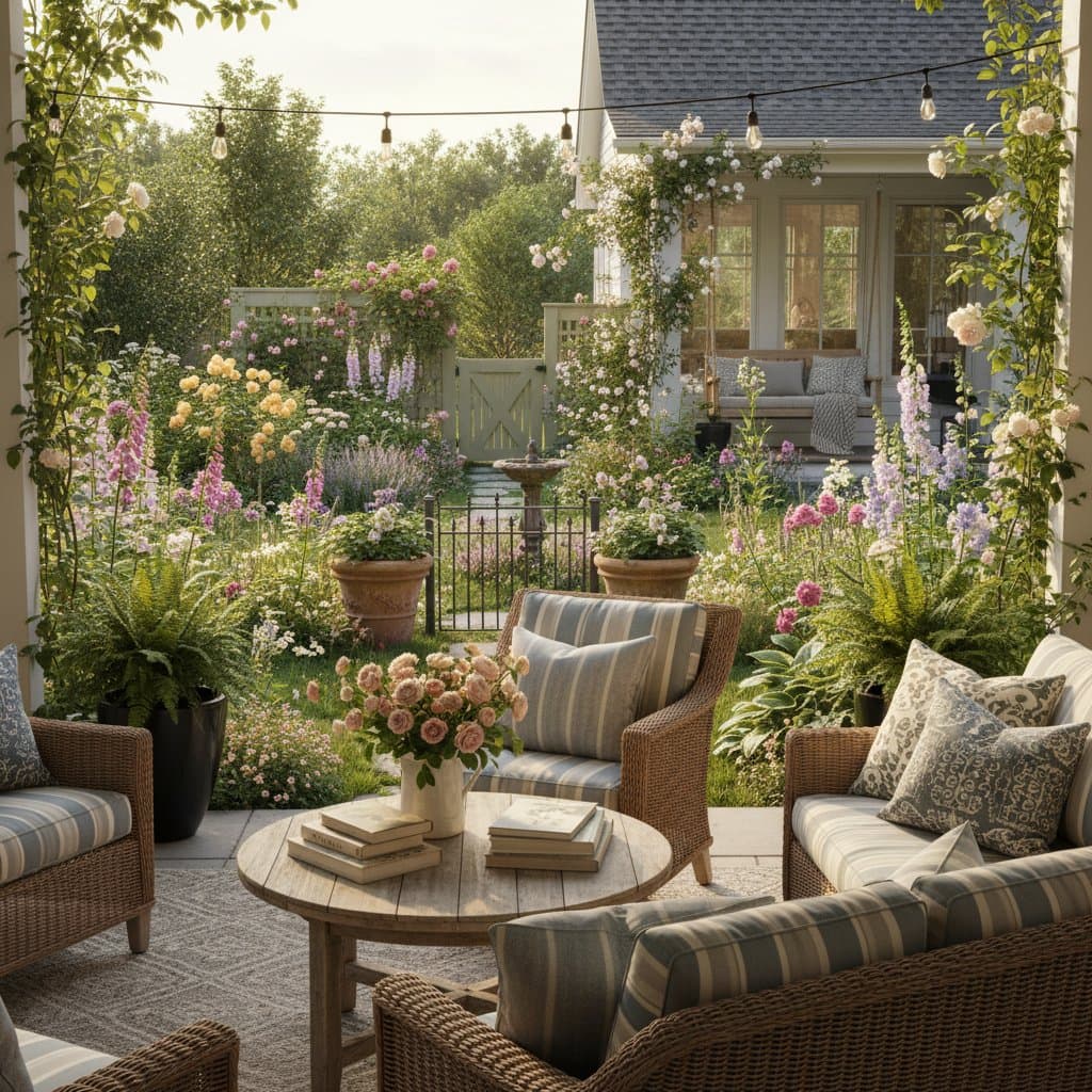 Image for Grandmillennial Gardens Bring Cottage Charm Home