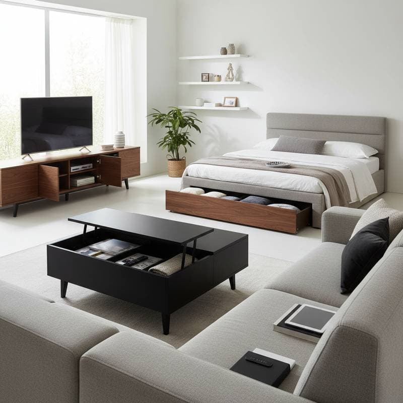 Image for Hidden Storage Furniture Keeps Rooms Calm and Tidy